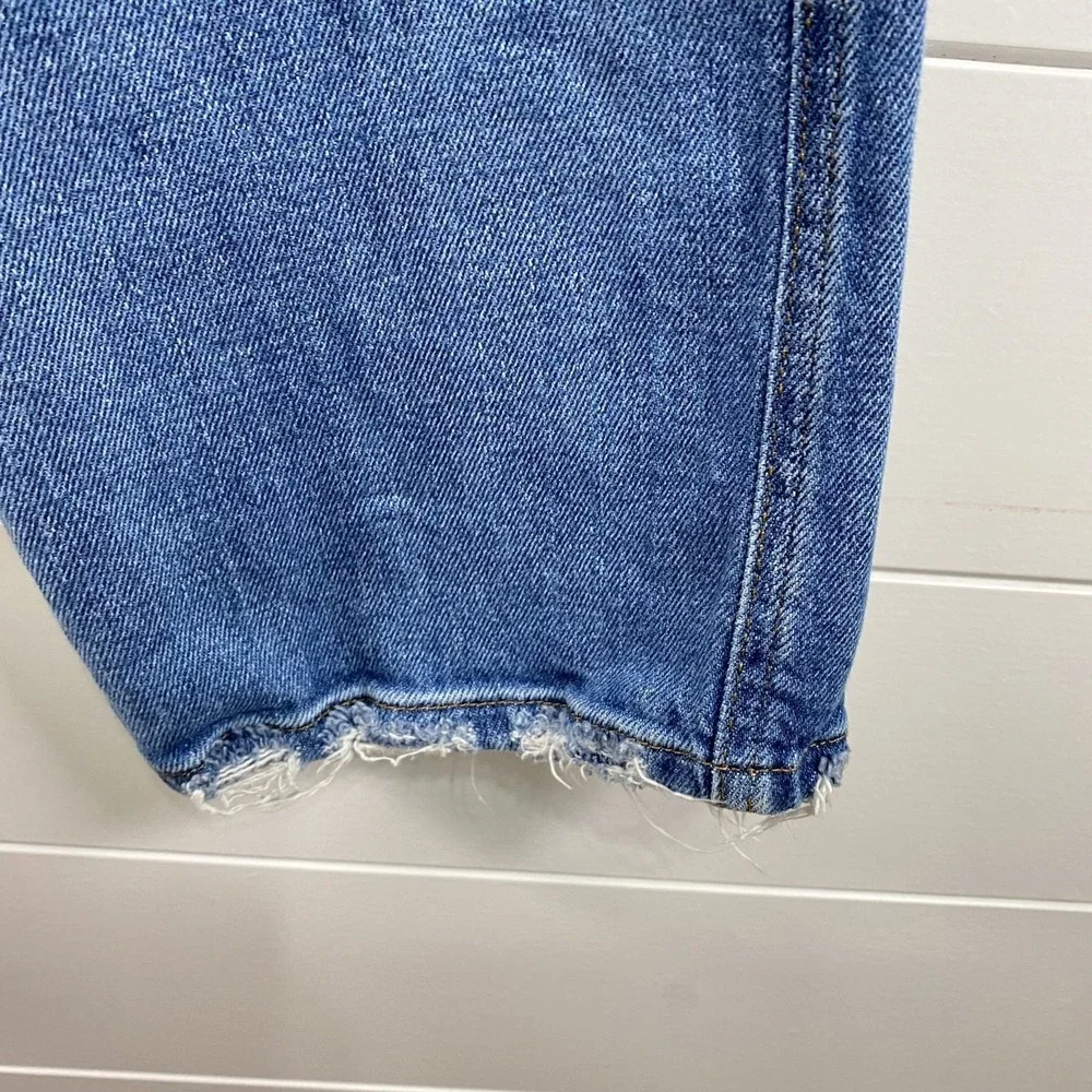 Good American Jeans Womens 4 27 Good Curve Straight Distressed Raw Hem Denim - Picture 7 of 16